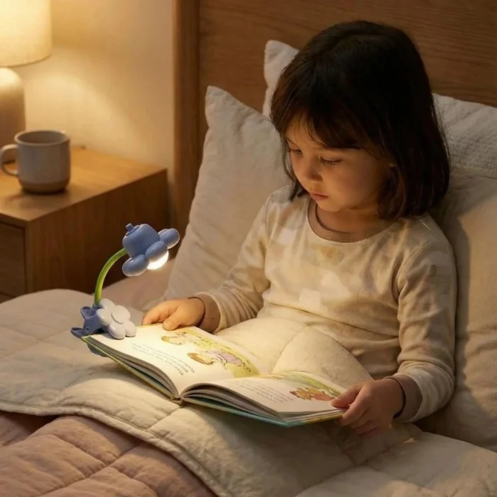 Ayçiçeği Model Mandallı LED Kitap Okuma Lambası – Kıvrılabilir Esnek Gövdeli, Taşınabilir Gece Lambası &amp; Masaüstü Okuma Işığı (5047)