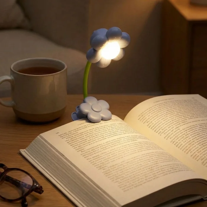 Ayçiçeği Model Mandallı LED Kitap Okuma Lambası – Kıvrılabilir Esnek Gövdeli, Taşınabilir Gece Lambası &amp; Masaüstü Okuma Işığı (5047)