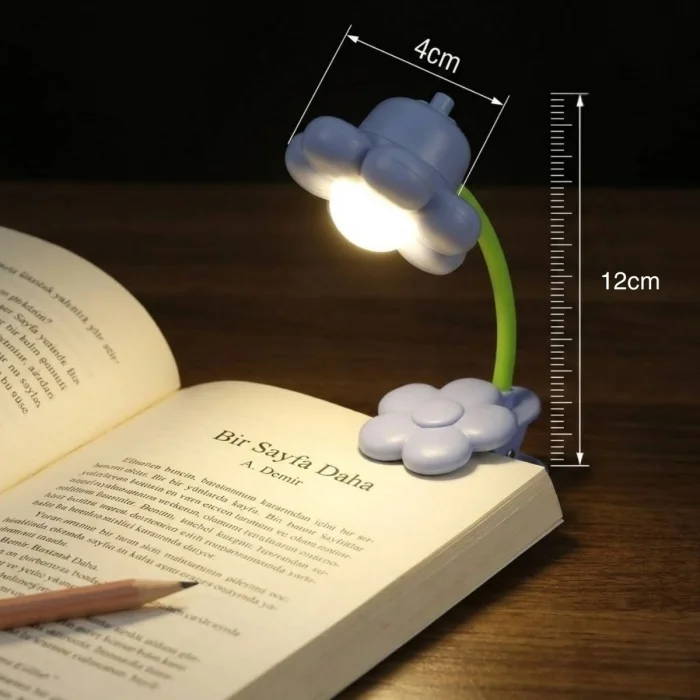 Ayçiçeği Model Mandallı LED Kitap Okuma Lambası – Kıvrılabilir Esnek Gövdeli, Taşınabilir Gece Lambası &amp; Masaüstü Okuma Işığı (5047)