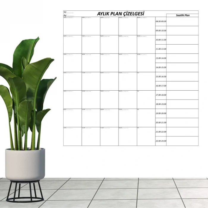 Aylık Planlayıcı Manyetik Duvar Stickerı Takvim Plan Çizelgesi (5047)