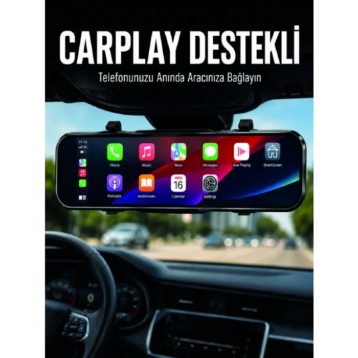 Ayna Carplay Araç İçi 9.66 İnç IPS Ekran Geri Görüş Kamerası Destekli