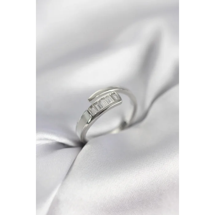 Baget Zirkon Taşlı Gümüş Renk Kadın Yüzük