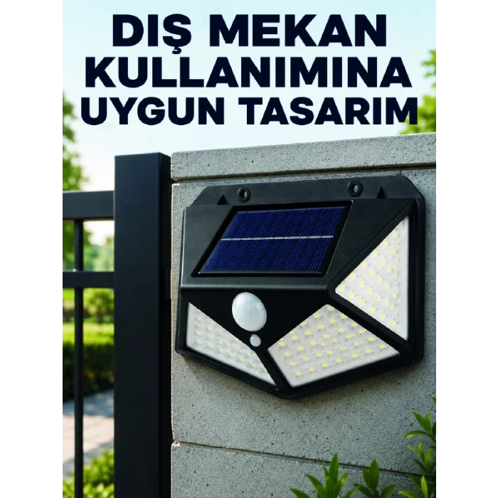 Bahçe Balkon Garaj ve Girişler İçin Güneş Enerjili Hareket Sensörlü LED Duvar Lambası