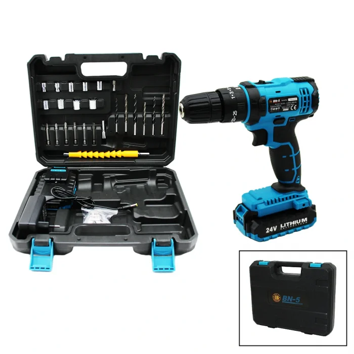 BANCO BN-5 STANLIY MAVİ 24W PROFESSIONAL ŞARJLI DARBELİ MATKAP SETİ ÇANTALI (5047)