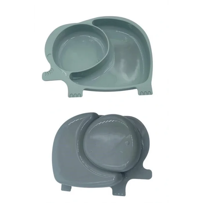 Bebek ve Çocuk için Sevimli Fil Model Desenli Yemek Bebek Mama Kabı Bölmeli Tabak (5047)