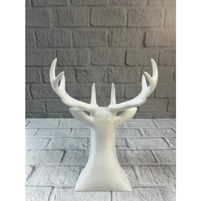 Beyaz Geyik Biblo 23 cm Dekoratif Modern Tasarım