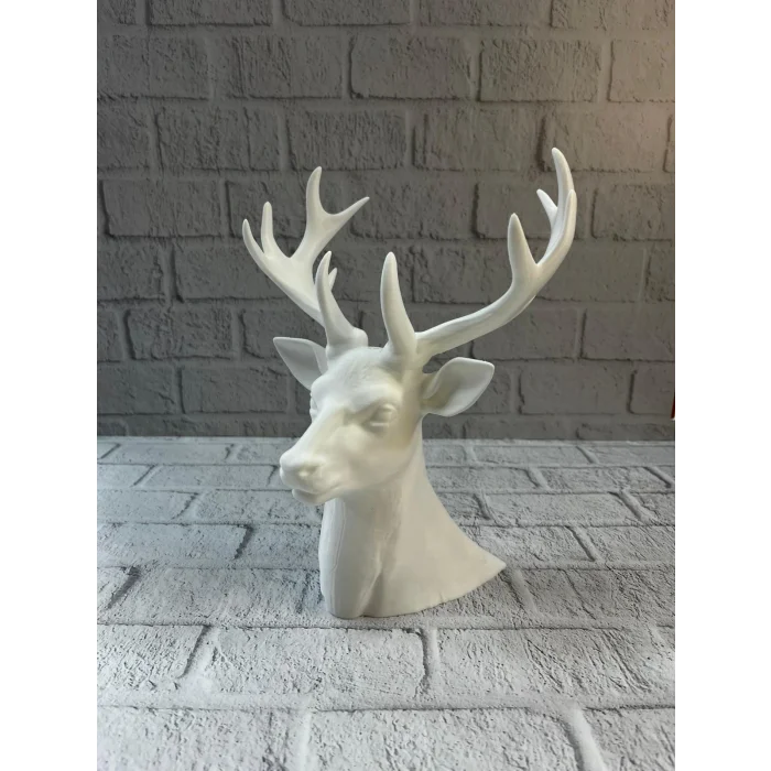 Beyaz Geyik Biblo 23 cm Dekoratif Modern Tasarım