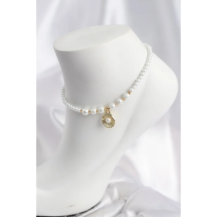 Beyaz İnci İstiridyeli Model Halhal