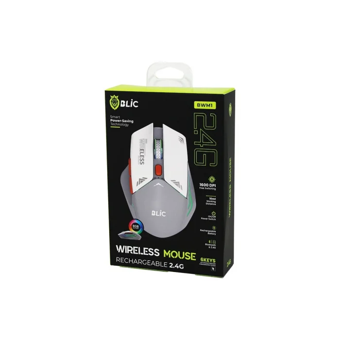 BEYAZ KABLOSUZ MOUSE 2.4G 10M DİSTANCE WİRELESS - KABLOSUZ 1600DPI OYUN FARE BWM-1 (5047)