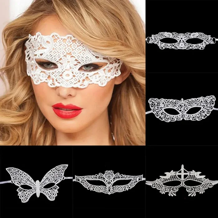 Beyaz Renk Dantel Kesim Dantel İşlemeli Balo Parti Maskesi 1 No (5047)
