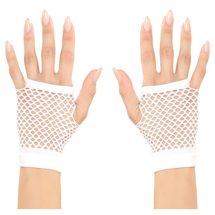 Beyaz Renk Kısa Boy Fileli Örgü Eldiven