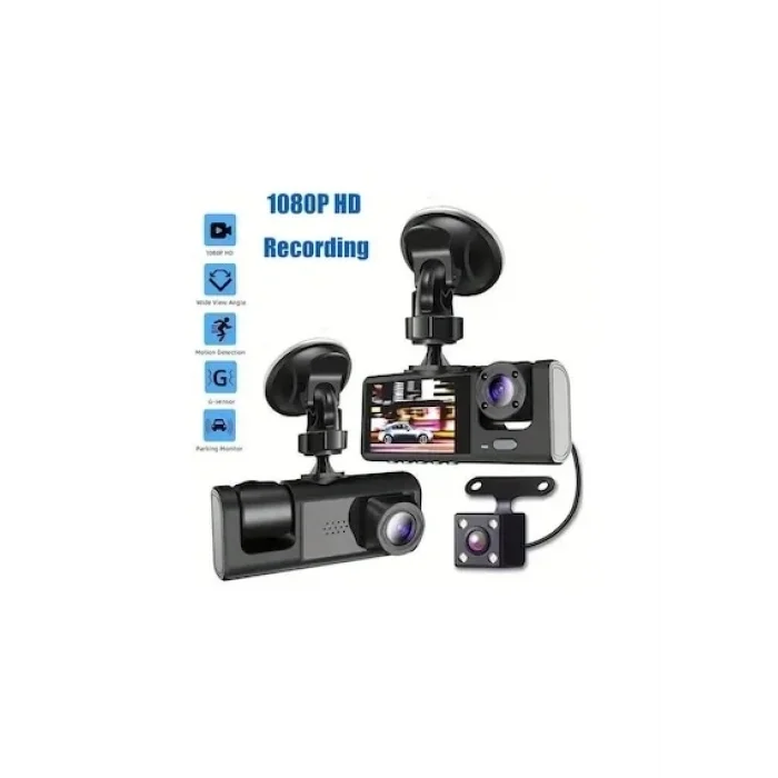 Black Box Traffic Recorder 3 Kameralı Araç Kamerası Geri Görüş Destekli Gece Görüşlü