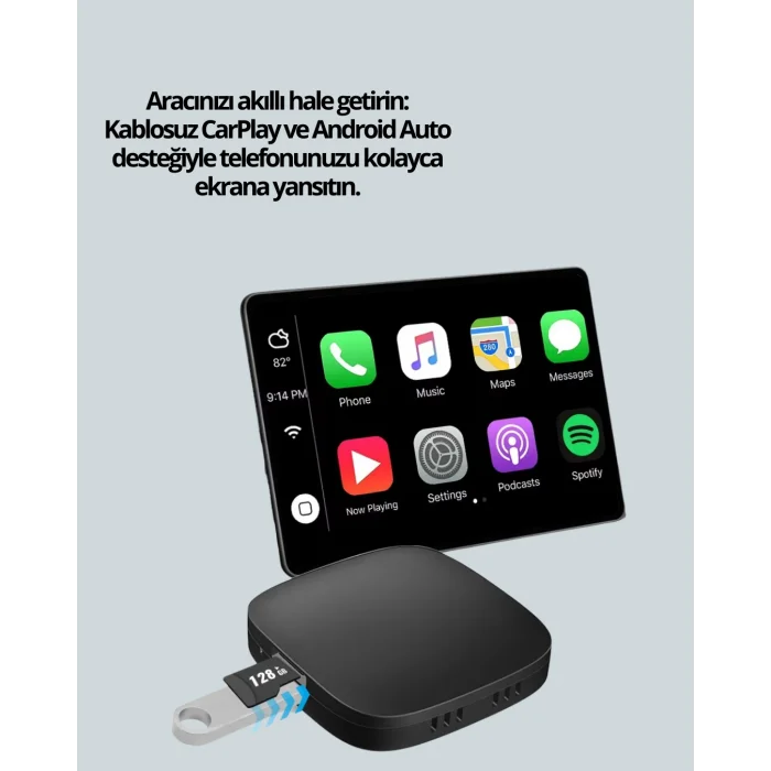 Bluetooth 5.0 Kablosuz Android Auto Araç İçi Adaptör