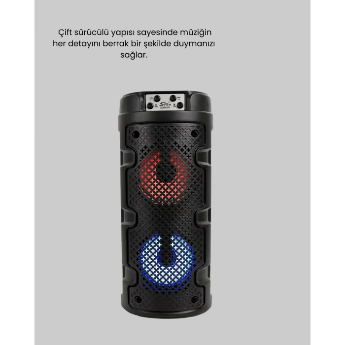 Bluetooth 5.0 Kablosuz Hoparlör Çift Sürücülü Yüksek Ses Kalitesi Kompakt Tasarım