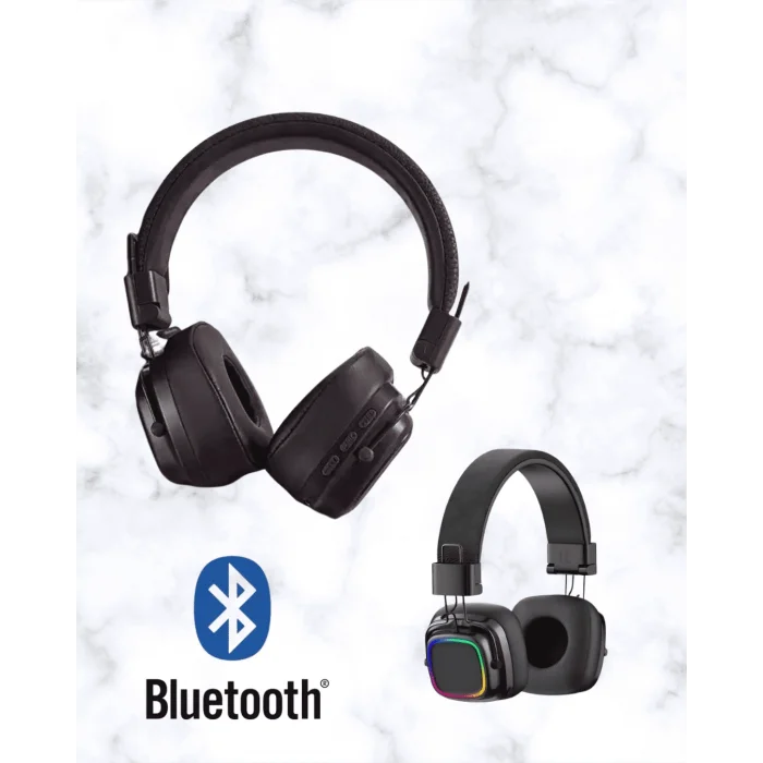 Bluetooth 5.3 Rainbow Işıklı Kulak Üstü Kablosuz Kulaklık Yeni Nesil