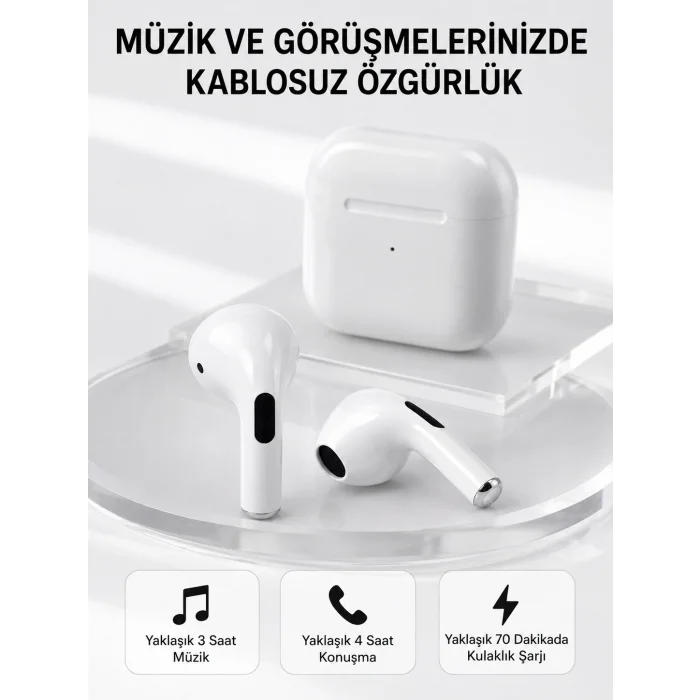 Bluetooth 5.3 TWS Kablosuz Kulak İçi Kulaklık 25 Metre Menzil Şarj Kutulu