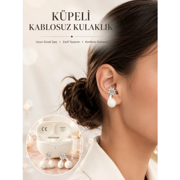 Bluetooth Bağlantılı Küpeli Kablosuz Kulaklık Uzun Pil Ömrü