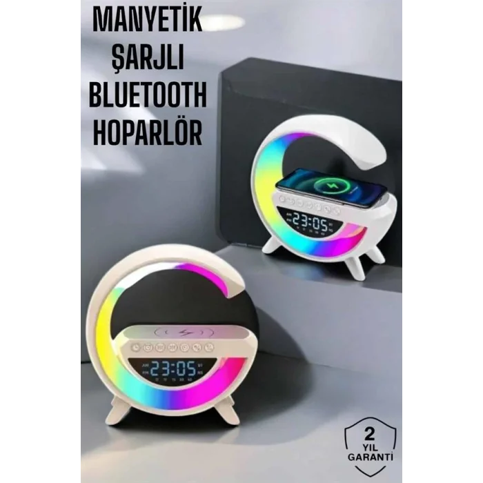 Bluetooth Hoparlör 15W Kablosuz Hızlı Şarj LED Gece Lambası