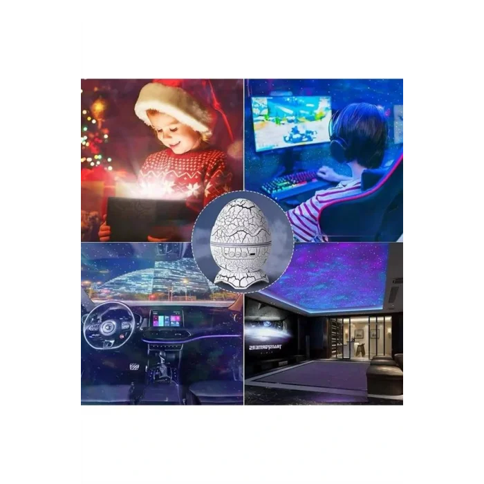 Bluetooth Hoparlör Dinozor Yumurtası Gece Masa Lambası Projektör