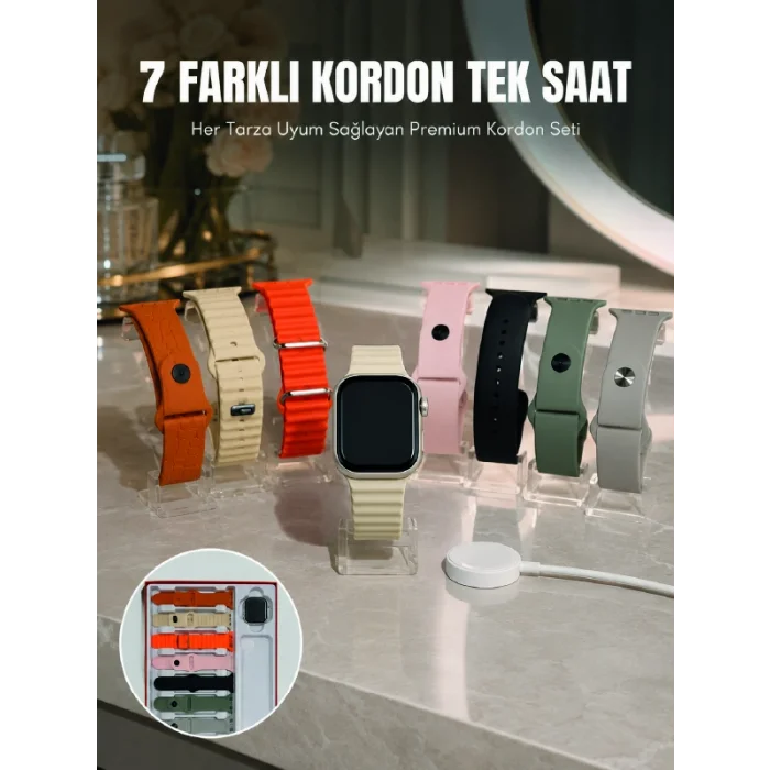 Bluetooth Konuşmalı Akıllı Saat 7 Farklı Kordonlu iOS ve Android Uyumlu Akıllı Kol Saati
