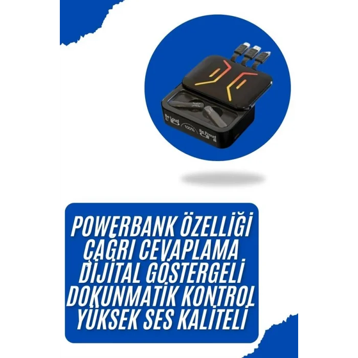 Bluetooth Kulaklık Dahili Powerbank Kablolu Düşük Gecikmeli Bluetooth 5.2