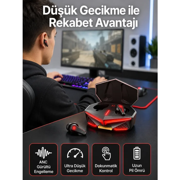 Bluetooth Kulaklık HD Ses Kaliteli Işıklı Metal Kasa Ios Android Uyumlu Mikrofonlu