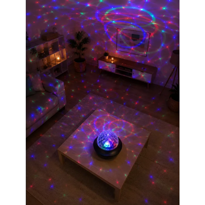 Bluetooth Müzikli Disko Işığı RGB Parti Projektörü Dahili Hoparlör USB Micro SD Destekli