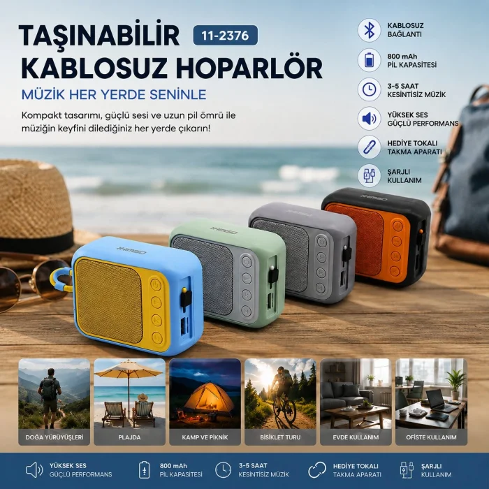 BLUETOOTH WİRELESS MİNİ HOPARLÖR SPEAKER RENKLİ TYPE-C ŞARJLI 5W MİKROFON - KART GİRİŞİ PL-4692 (5047)