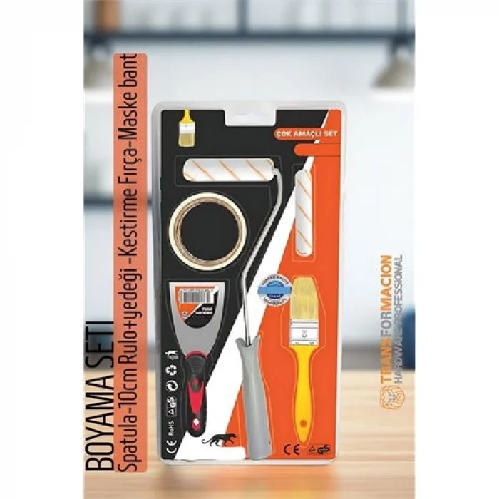 Boyama Seti - Spatula-10cm Rulo +yedeği -Kestirme Fırça-Maskeleme bant