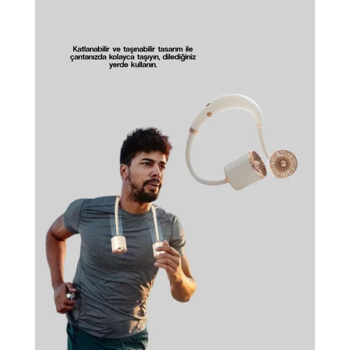Boyun Askılı Katlanabilir Fan 1000 mAh USB Şarjlı Taşınabilir