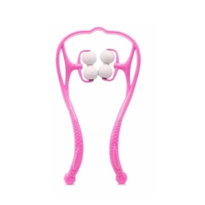 Boyun Bacak Ayak Bel Masaj Aleti Çok Fonksiyonlu Manuel 4 Tekerlekli - Pembe