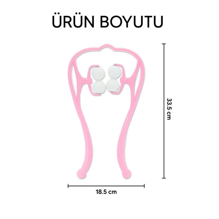 Boyun Bacak Ayak Bel Masaj Aleti Çok Fonksiyonlu Manuel 4 Tekerlekli - Pembe