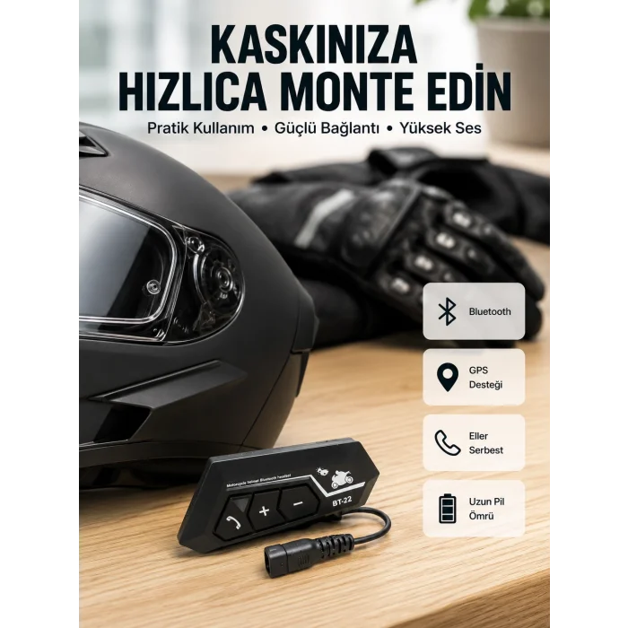 Motosiklet Sürüşleri İçin BT22 Kask Bluetooth Kulaklık Mikrofonlu Yeni Nesil