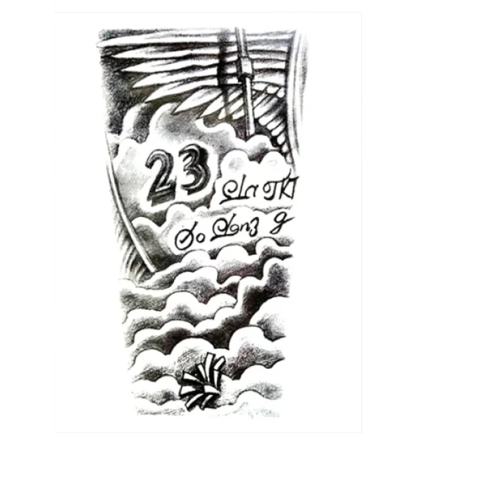 Bulutlar Melek Kanatları Geçici Dövme Şablonu Büyük Boy