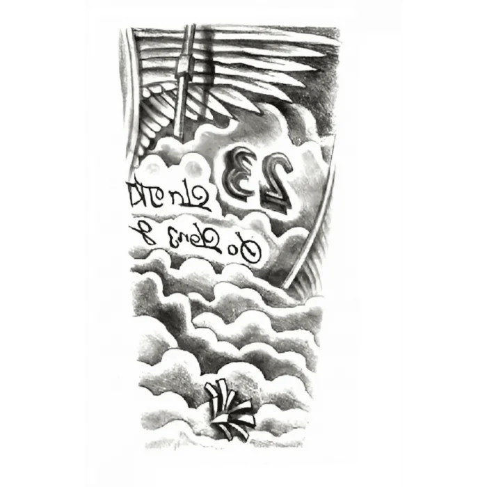 Bulutlar Melek Kanatları Geçici Dövme Şablonu Büyük Boy