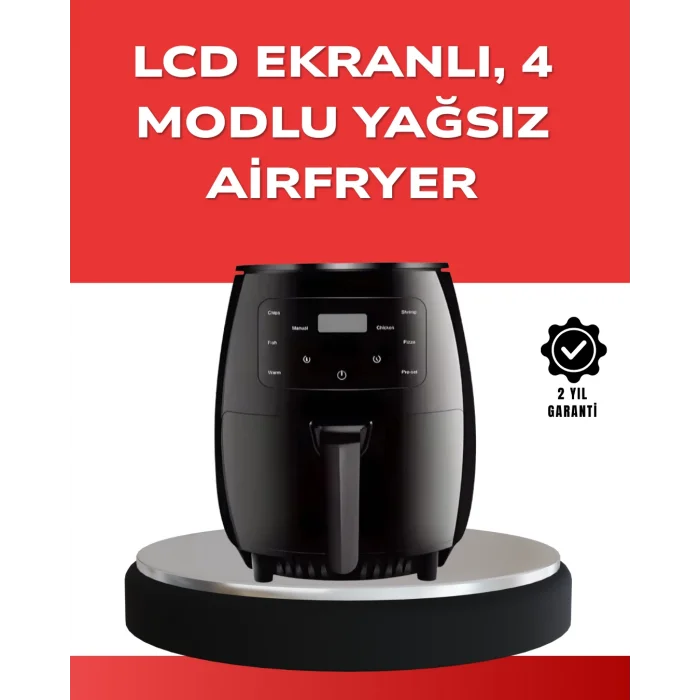 Büyük Boy 6 Litre Airfryer 2400W Sesli Uyarı LCD Ekran