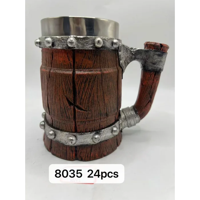 Büyük Boy Çatlak Fıçı Temalı Çelik Kupa Kod 8035