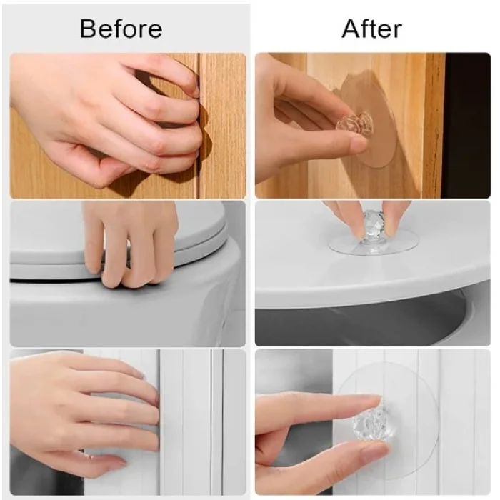 Büyük Boy Çok Amaçlı Yapışkan Kristal Tutacak Kulp 4 Adet (5047)