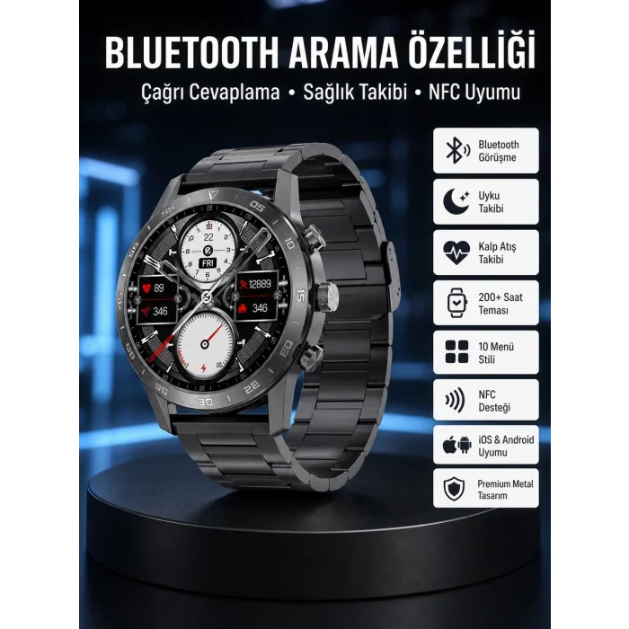 Çağrı Cevaplama Sesli Asistan Çoklu Dil Desteği 5.0 Bluetooth Akıllı Saat