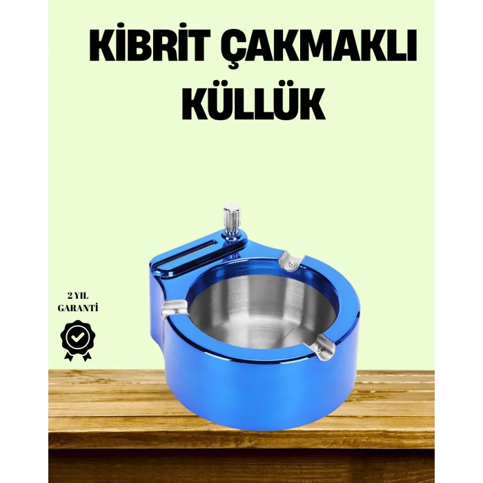 Çakmaklı Küllük Paslanmaz Çelik Şık Masa Aksesuarı