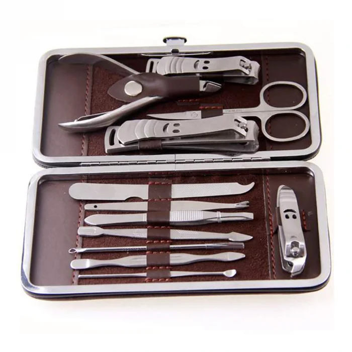 Çantalı Manikür Pensi Profesyonel ve Manikür Pedikür Seti 13 Parça Tırnak Eti İtici Ve Cımbız (5047)