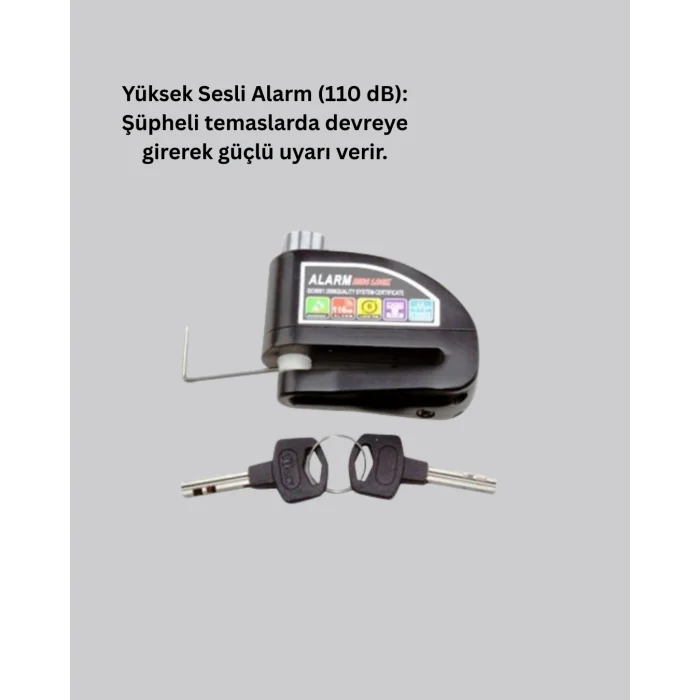 Çelik Gövdeli Alarm Disk Kilidi Motosiklet ve Bisiklet İçin Güvenlik