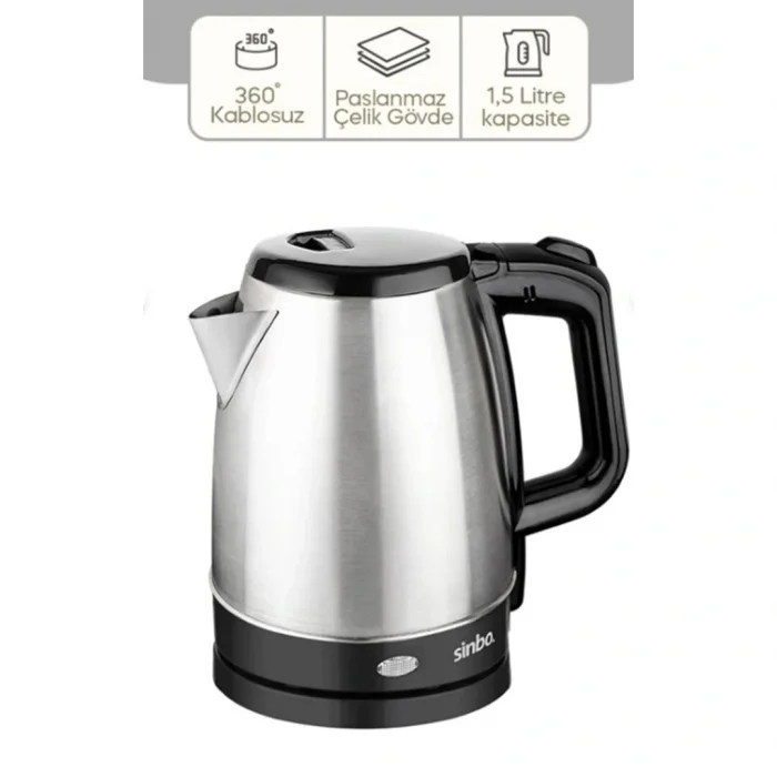 ÇELİK KETTLE 1.7LT GİZLİ REZİSTANS - KABLOSUZ SK-8015 (5047)