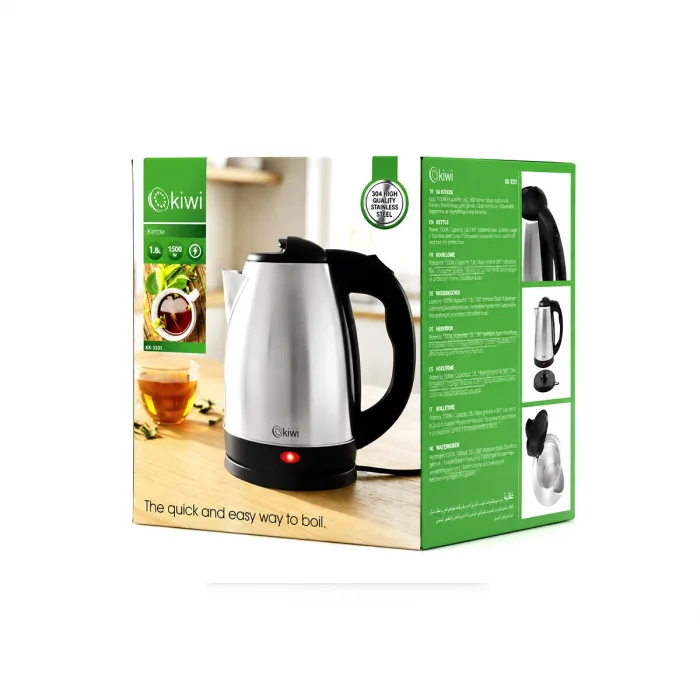 ÇELİK KETTLE ELEKTRİKLİ SU ISITICISI PASLANMAZ ÇELİK GİZLİ REZİSTANS 360° 1.8LT 1500W KK-3331 (5047)