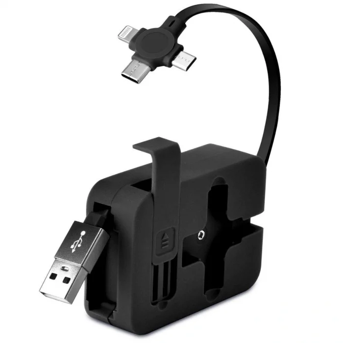 Cep Tipi Telefon Tutuculu Makaralı Uzayıp Kısalabilen 3'ü 1 Arada USB Şarj Kablosu (5047)