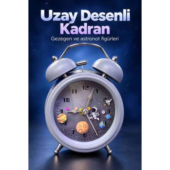 Çift Çanlı Analog Çalar Saat Dekoratif Masa Saati