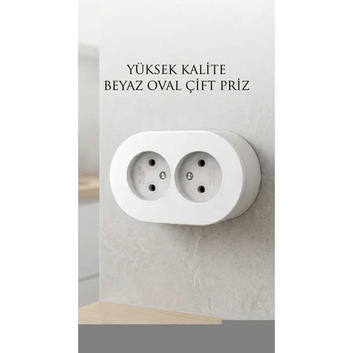 Çift Girişli Beyaz Sıva Üstü Modern Duvar Prizi