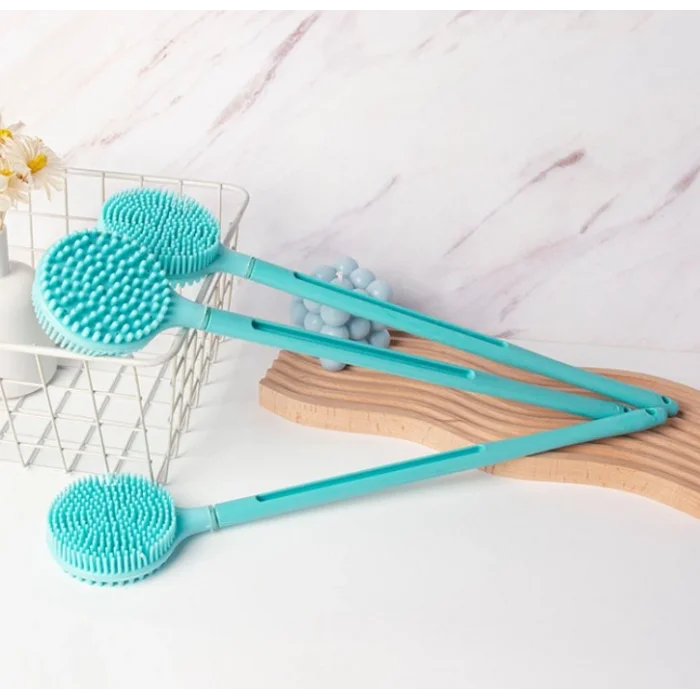 Çift Taraflı Silikon Uzun Saplı  Banyo Fırçası CM-331 (5047)