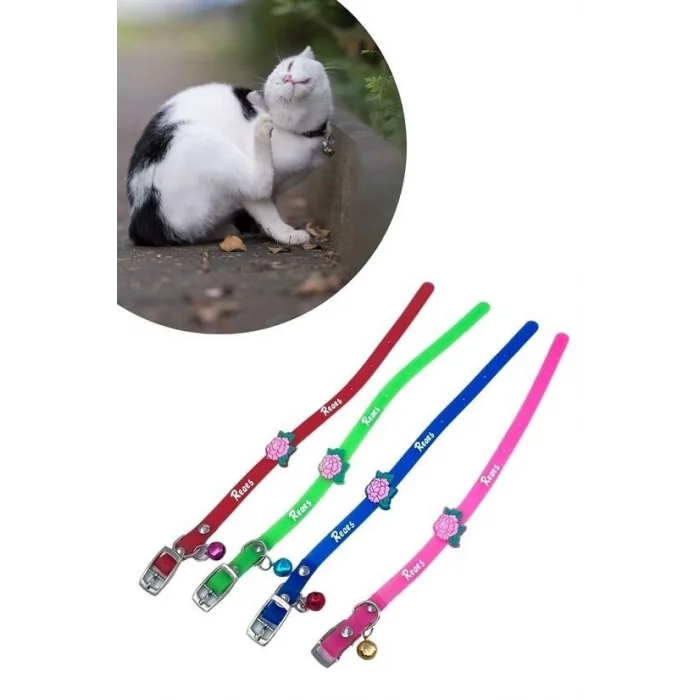 Çıngıraklı Zilli Sevimli Renkli Slikon Kedi Köpek Boyun Tasması (5047)