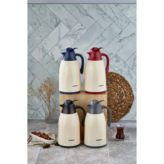 CKR-2075 1.3LT RENKLİ CAM HAZNELİ RETRO PLASTİK TERMOS (5047)